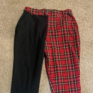Hot Topic Black and Red Plaid Split Pants